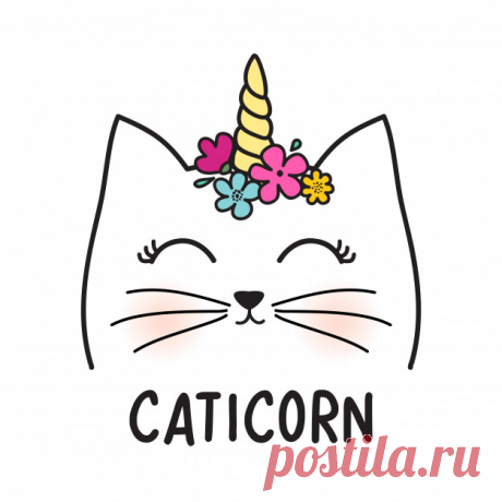 Симпатичная кошка с рогом и цветами Более миллиона свободных векторов, PSD, фотографии и бесплатные иконки. Эксклюзивные халявы и все графические ресурсы, которые необходимые для ваших проектов