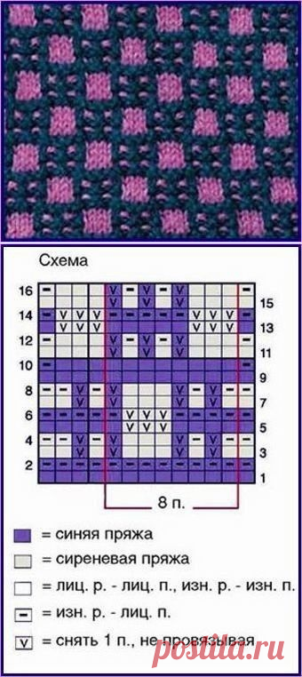 Что означает пустая клетка в схеме вязания