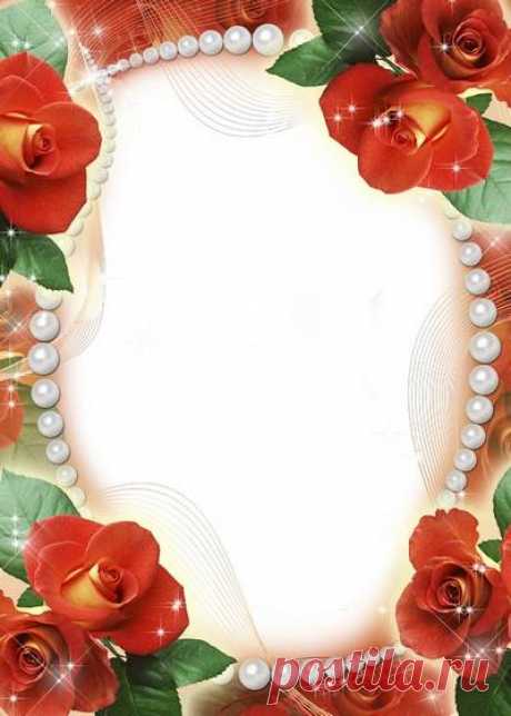 Photo frame Flower music, roses. Transparent PNG Frame, PSD Layered Photo frame template, Download.