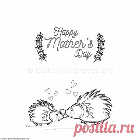 Cute Cartoon Porcupine Happy Mother&amp;#8217;s Day Card Coloring Pages &amp;#8211; GetColoringPages.org