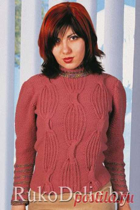 Вязаный спицами женский свитер с крупным рельефным узором :: Свитеры :: Женская одежда :: Вязание спицами/Knitted sweaters for women :: RukoDelie.by