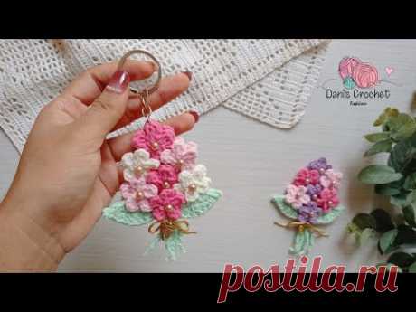 Mini RAMO en Tendencia 💐| llavero de mini ramo de flores a crochet 💐 | APLICACIÓN