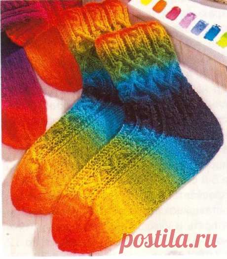 Разноцветные носки с пяткой &quot;бумеранг&quot;