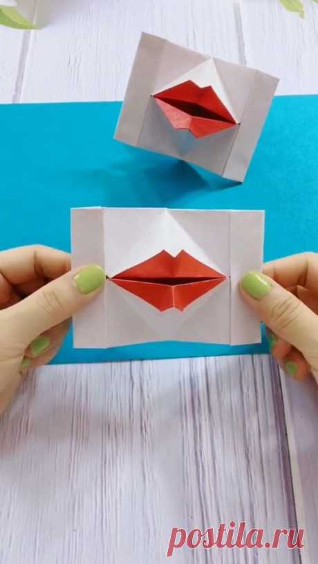 The 3D origami lips make a kissing motion as you open and close the card. It is great gift for Christmas, Valentine's Day, a birthday, or an anniversary. Just follow my step by step video.