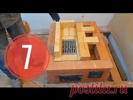 Печь для дачи (шведка) пошагово, как сложить печь для дачного домика, печь без порядовки  часть 7