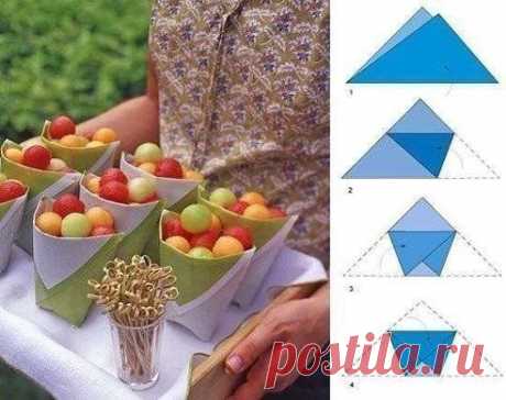 как сложить стаканчик для ягод, семечек