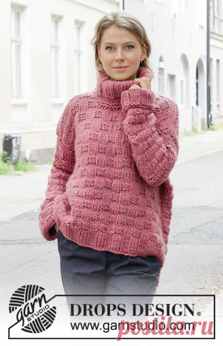 Boston Bricks / DROPS 206-41 - Free knitting patterns by DROPS Design Knitted jumper with high neck in DROPS Eskimo. The piece is worked with textured pattern. Sizes S - XXXL.