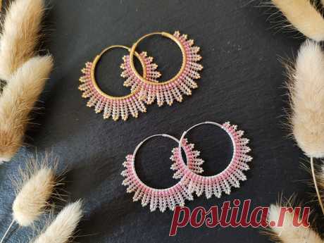 Handmade Crescent Moon Hoop Earrings neomi in Rose Ombre Colors, Lightweight Brass and Silver Colored Earrings With Miyuki Delica Beads - Etsy Australia This Hoop Earrings item by BafflingBeadsAT has 14 favorites from Etsy shoppers. Ships from Austria. Listed on 31 Dec, 2023