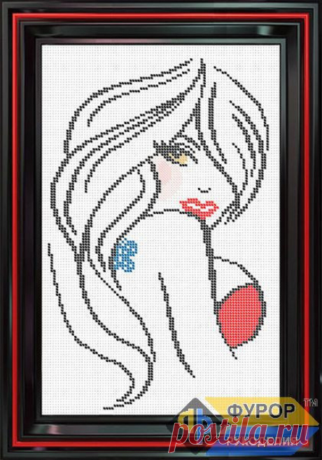 схема для вышивки бисером - девушка кокетка, арт. лбп4-002, цена 42 грн - prom.ua (id#1547880710)