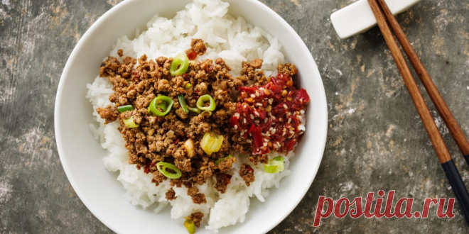 Соевый фарш по-корейски с рисом: рецепт - Лайфхакер