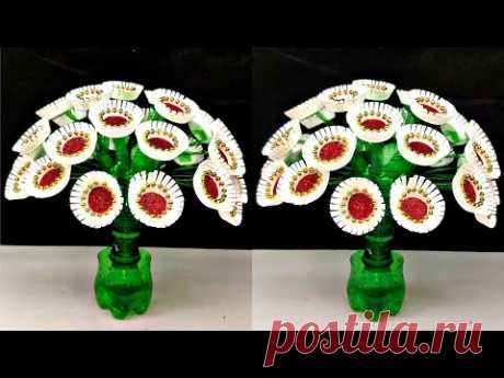 Ide kreatif bunga dari botol plastik || Beautiful flower pot making at home with Plastic bottle