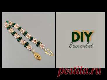 Floral bracelet making. DIY. Beaded bracelet. Handmade jewellery