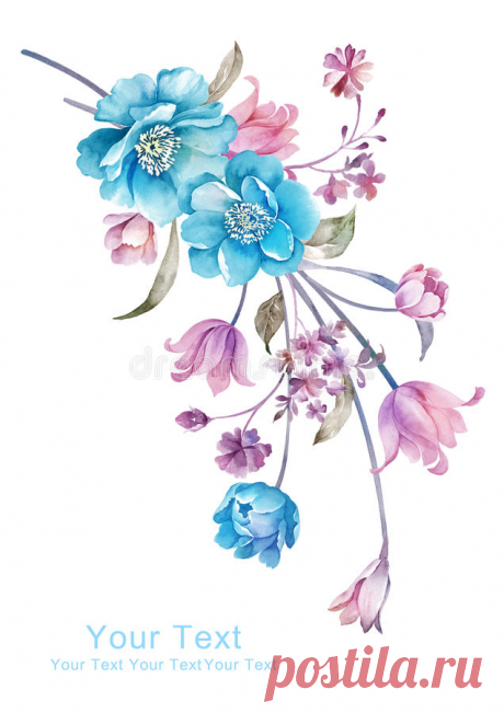 Watercolor Illustration Flower Bouquet In Simple Background Stock Illustration - Image: 59336955