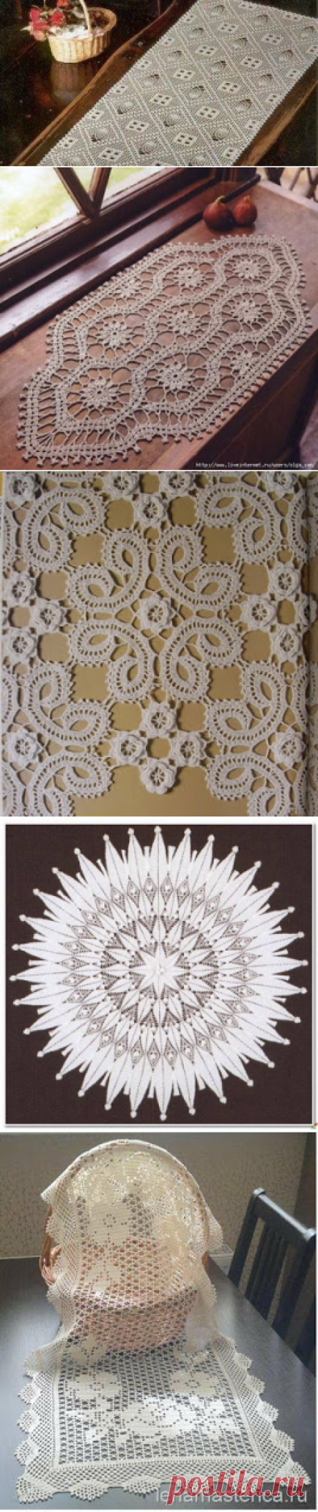Много разных салфеток Tina's handicraft : crochet tablecloth