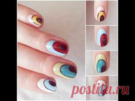 Дизайн лаками на коротких ногтях &quot;Геометрический рисунок&quot;  / Design with polishes on a short nails