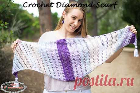 Diamond Scarf - Free Crochet Pattern - Caron X Pantone Bamboo Yarn - Nicki's Homemade Crafts
