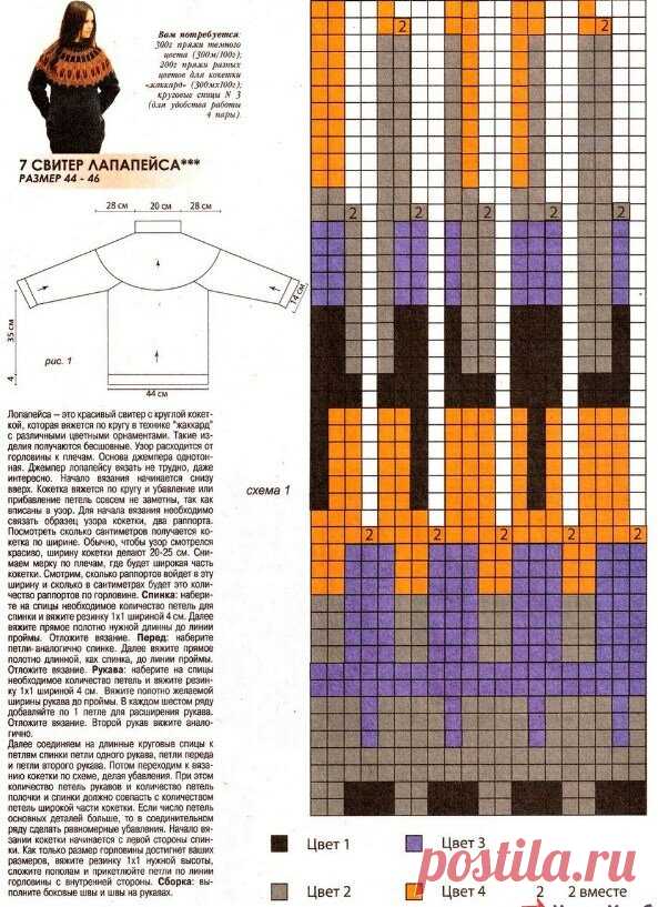 ДЖЕМПЕРЫ С КРУГЛОЙ КОКЕТКОЙ ЖАККАРД. ЛОПАПЕЙСА. | Копилка узоров (Вязание спицами) | Дзен