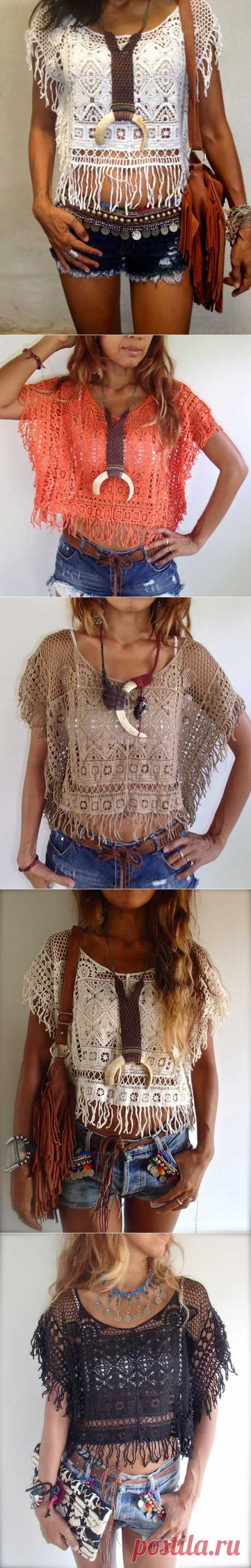 Boho lace Top. One size. White Black Beige Brown and от PadMa88