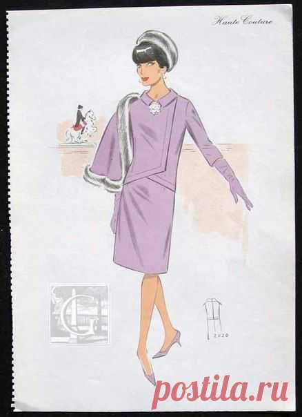 Иллюстрации моделей одежды 60-х годов от-кутюр. / Путь моды