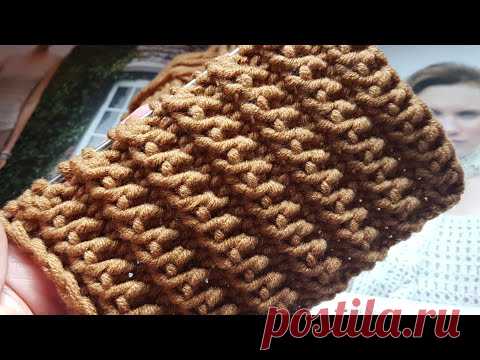 Потрясающей красоты рельефная резинка спицами 👸 knitting pattern.
