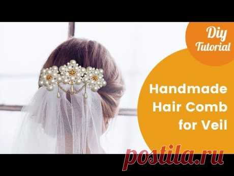 Handmade Hair Comb for Attaching Bridal Veil. DIY Craft Ideas for Wedding.