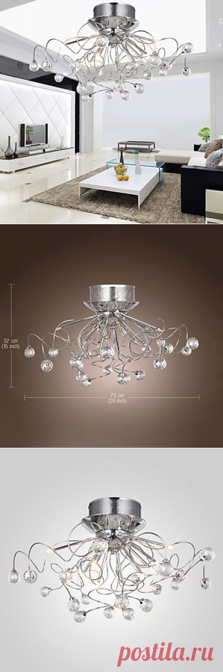LOCO® Modern Crystal chandelier with 11 Lights Chrom, Flush Mount Chandeliers Modern Ceiling Light Fixture for Hallway, Entry, Bedroom, Living Room with Bulb Included - - Amazon.com