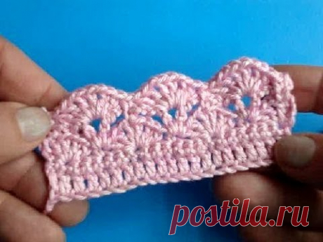 Вязание каймы крючком Урок 270 Crochet border
