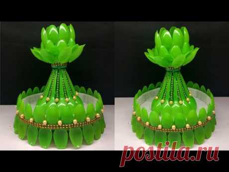 Ide Kreatif - Vas Bunga dari sendok plastik || Plastic Spoons Craft ideas || Flower Vase Craft ideas