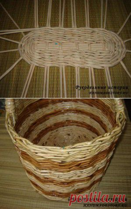 Плетение овального дна из газетных трубочек | Рукодельные истории handmadestory