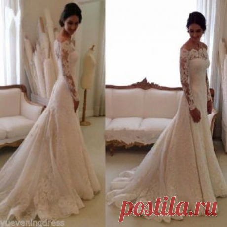 Custom Elegant Lace Wedding Dress White/Ivory Off The Shoulder Garden Bride Gown | eBay