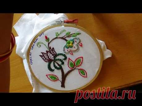 (45) Hand embroidery - Lotus flower Embroidery design - YouTube