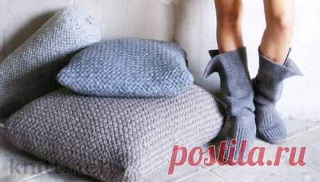 Вязаные спицами подушки и плед | knitt.net | Все о вязании