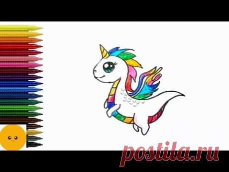 How to draw a dragon unicorn || Как нарисовать дракона единорога