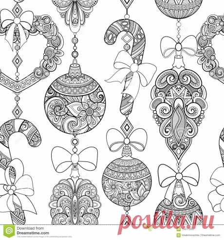 Monochrome Seamless Merry Christmas Pattern, New Year Illustration Stock Vector - Illustration of beads, book: 104772930 Monochrome Seamless Merry Christmas Pattern, New Year Illustration. Photo about beads, book, bohemian, hand, detailed, floral, black, background, antistress, cane, coloring - 104772930