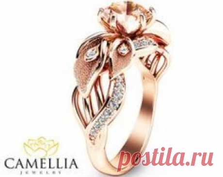 14K Rose Gold Engagement Ring Rose Gold by CamelliaJewelry on Etsy