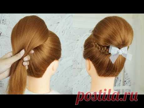 Прическа Легкая - Прическа На Выпускной | 3 Minute Elegant Bun Hairstyle For Wedding & Party