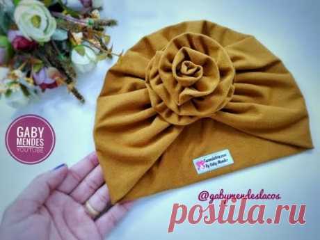 Touca Turbante com Flor by Gaby Mendes/Dicas para iniciantes/ DIY - PAP