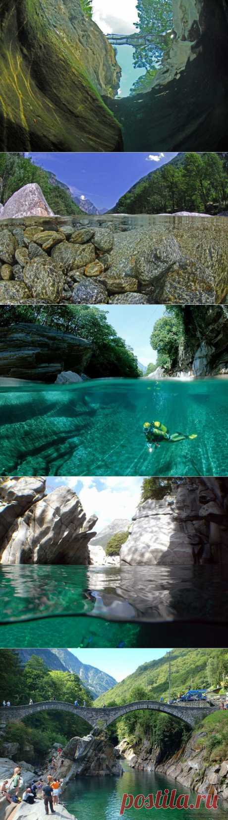 Река Верзаска: кристально чистая вода на глубине 15 метров (Швейцария) - Путешествуем вместе