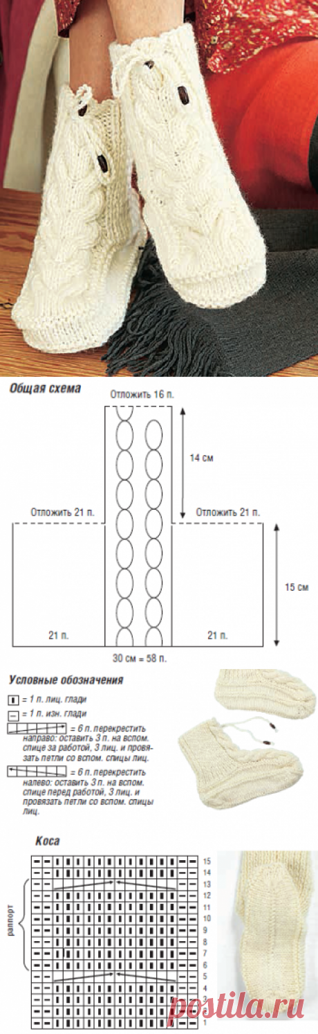 Носки сапожки спицами схемы с описанием для женщин