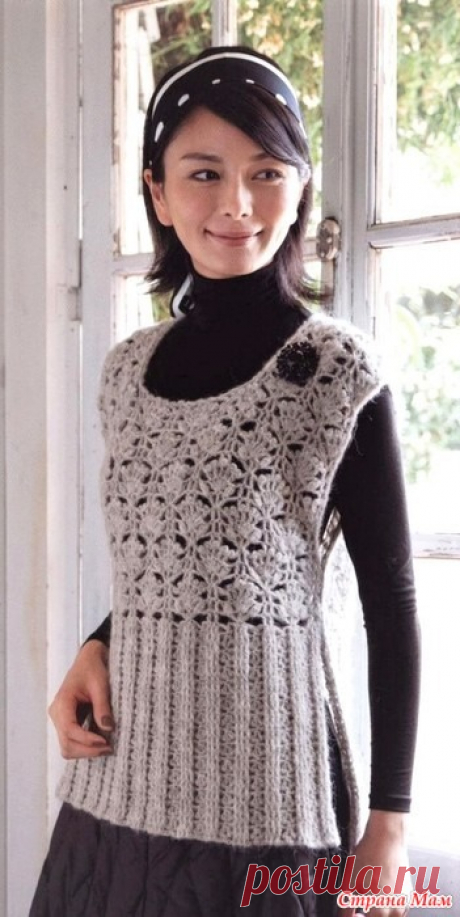 Туника с двумя узорами и разрезами по бокам. Крючок. Let’s Knit Series - Crochet in Autumn & Winter Vol.10 2019
