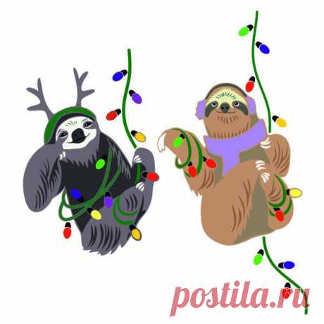 Sloth Animal Christmas Cuttable Design SVG PNG DXF & eps | Etsy