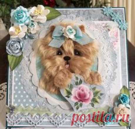 shabby chic Yorkie Mother's day Easel card