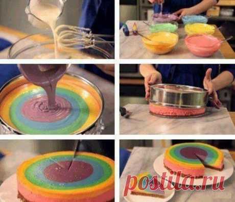 Делаем разноцветный торт | Мамам, женщинам, бабушкам и очень любознательным.