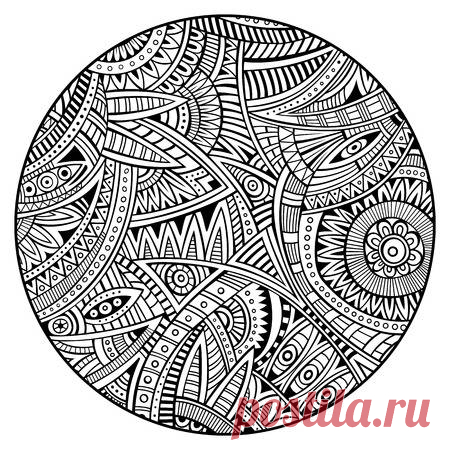 Vector abstract decorative hand drawn ethnic circle background. Tribal vintage mandala 123RF - Миллионы стоковых фото, векторов, видео и музыки для Ваших проектов.