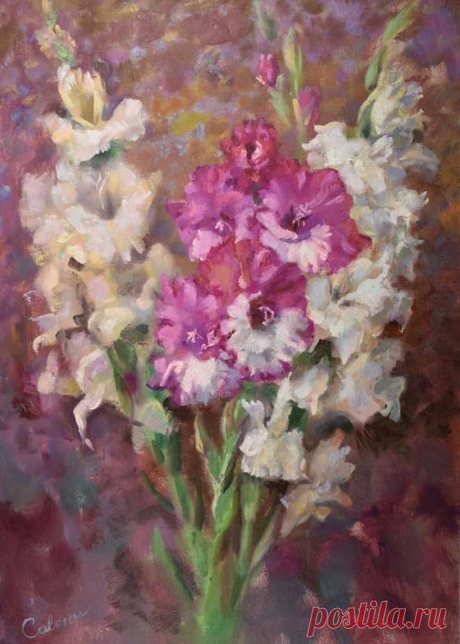 Flower Painting Gladiolas Bouquet Artwor, Painting by Natalya Savenkova | Artmajeur Buy art from Natalya Savenkova (Free Shipping, Secured direct purchase): Painting titled 