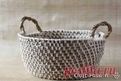 Crochet | Hemp Basket | Free Pattern &amp; Tutorial at CraftPassion.com - Part 2