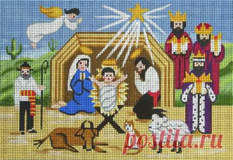 Nativity Adorable high-quality Nativity. The Needlepointer is a full-service shop specializing in hand-painted canvases, thread fibers, needlepoint books, accessories, needlepoint classes and much more.