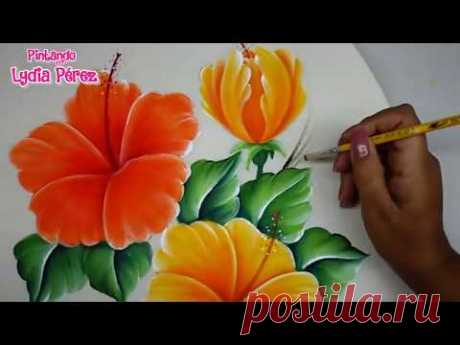 Pintura En Tela Como Pintar Flores Fácil / Hibiscos / How To Pait Hibiscus Flower