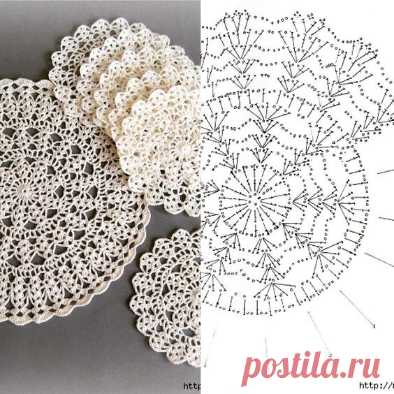 Маленькие салфеточки крючком. Схема. / knittingideas.ru