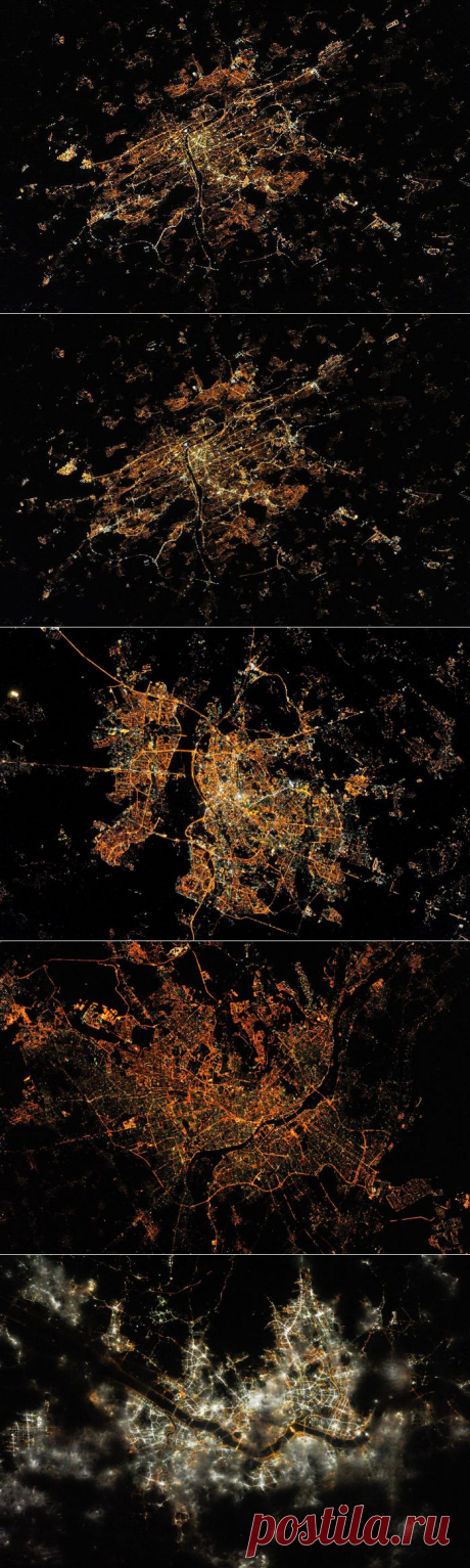 Фотосессия ночных городов от космонавта С. Крикалева